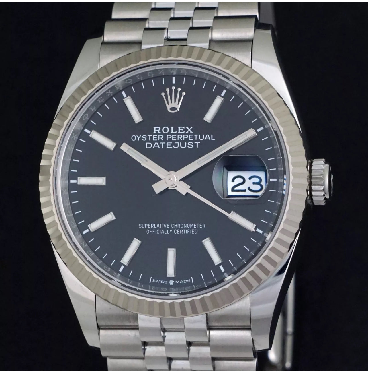 Stunning 2022 Rolex 126234 Datejust 18KWG Bezel/Stainless Steel 36mm Black Dial
