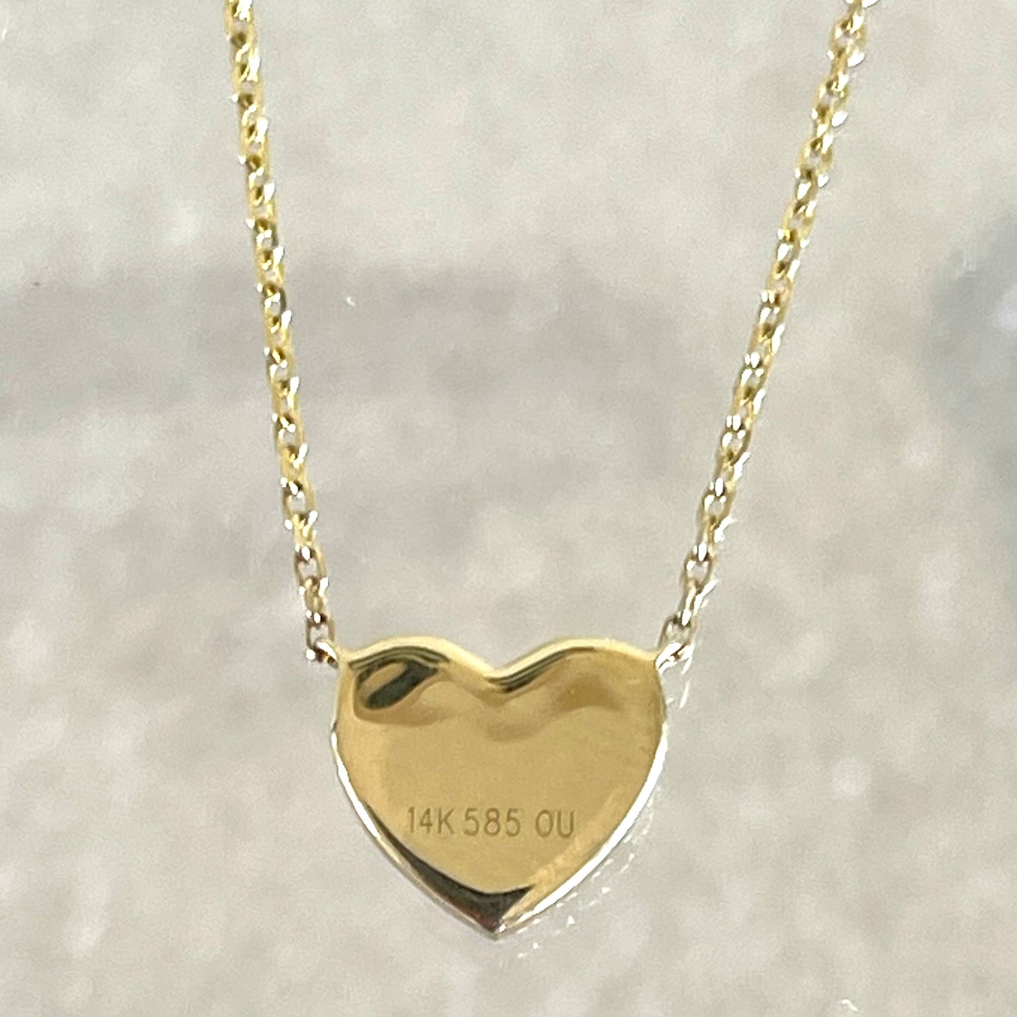 Heart Diamond Pendant 14K Yellow Gold Attached to Adjustable Link 18" Chain