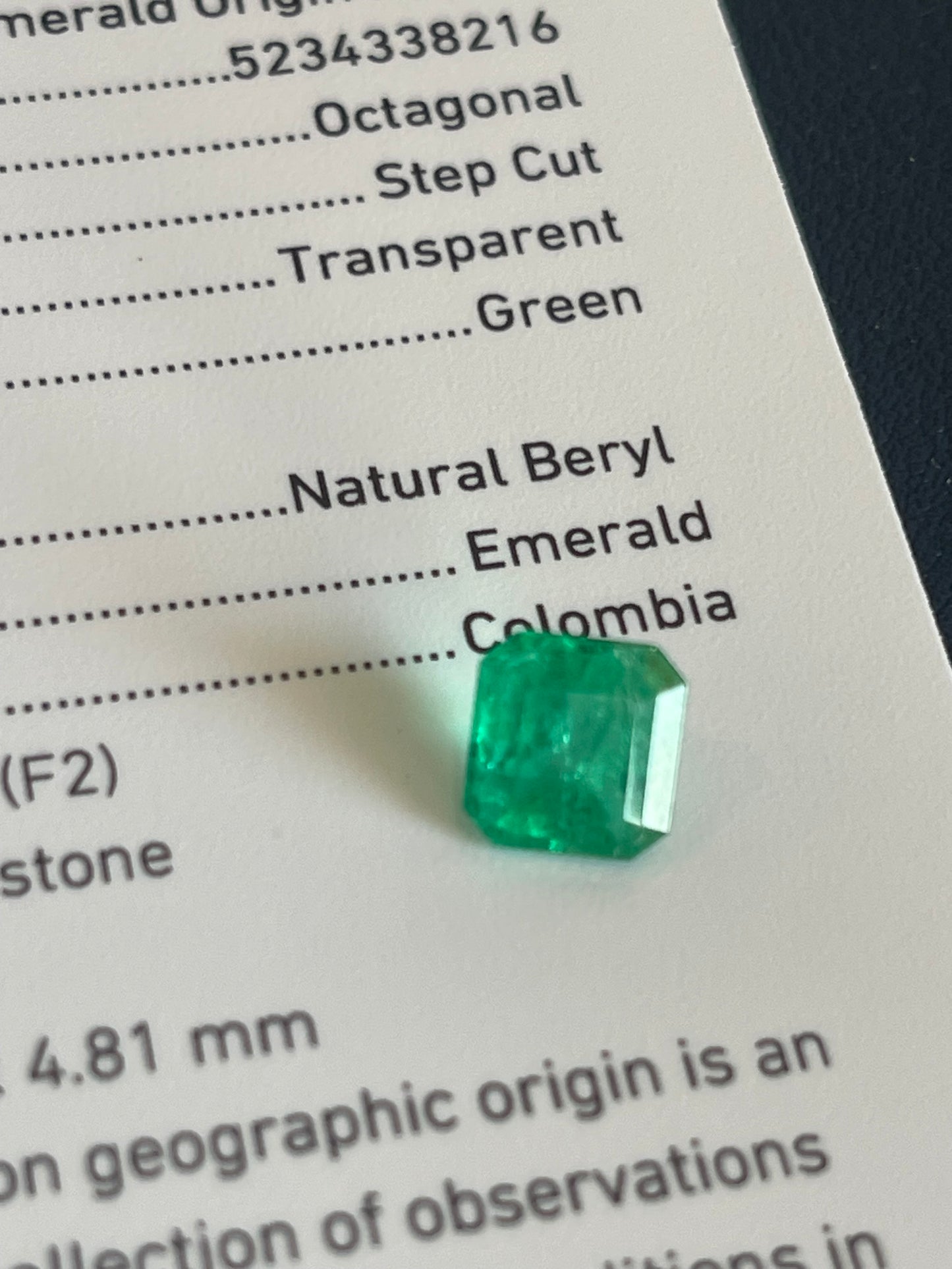 Emerald 2.16 Gia certified Colombian