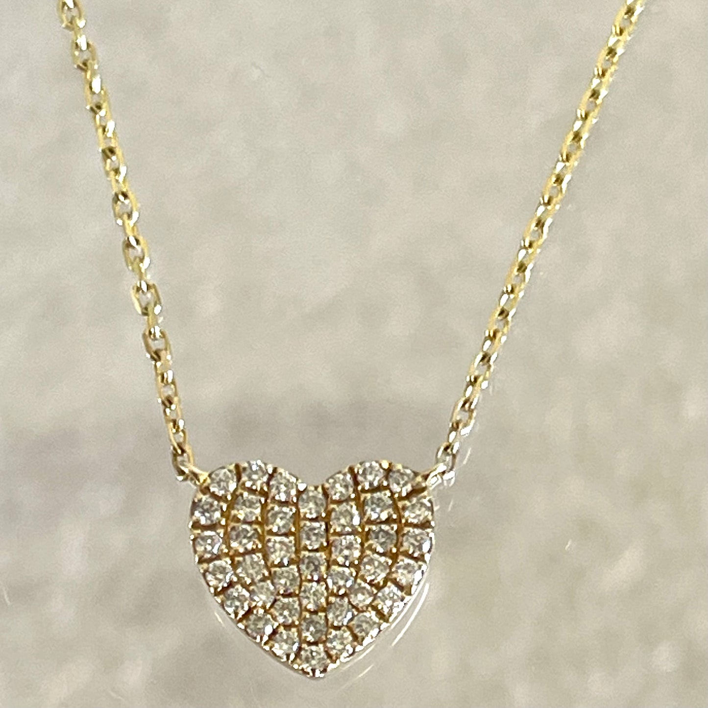 Heart Diamond Pendant 14K Yellow Gold Attached to Adjustable Link 18" Chain