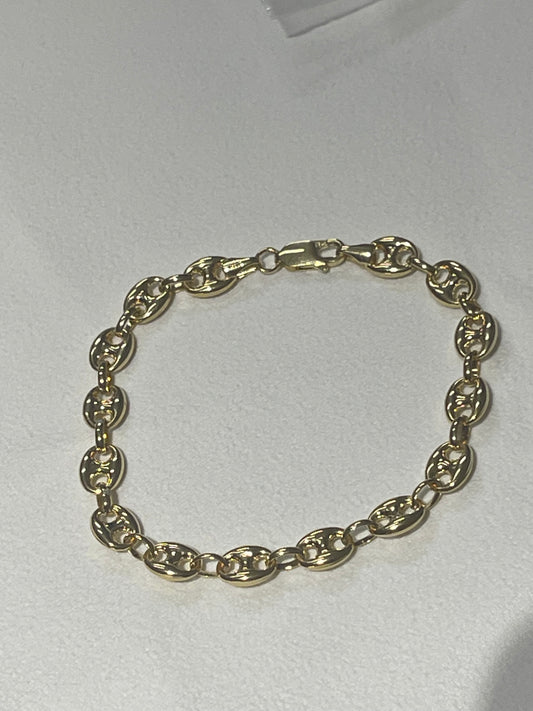 14k Gold  puffed mariner bracelet