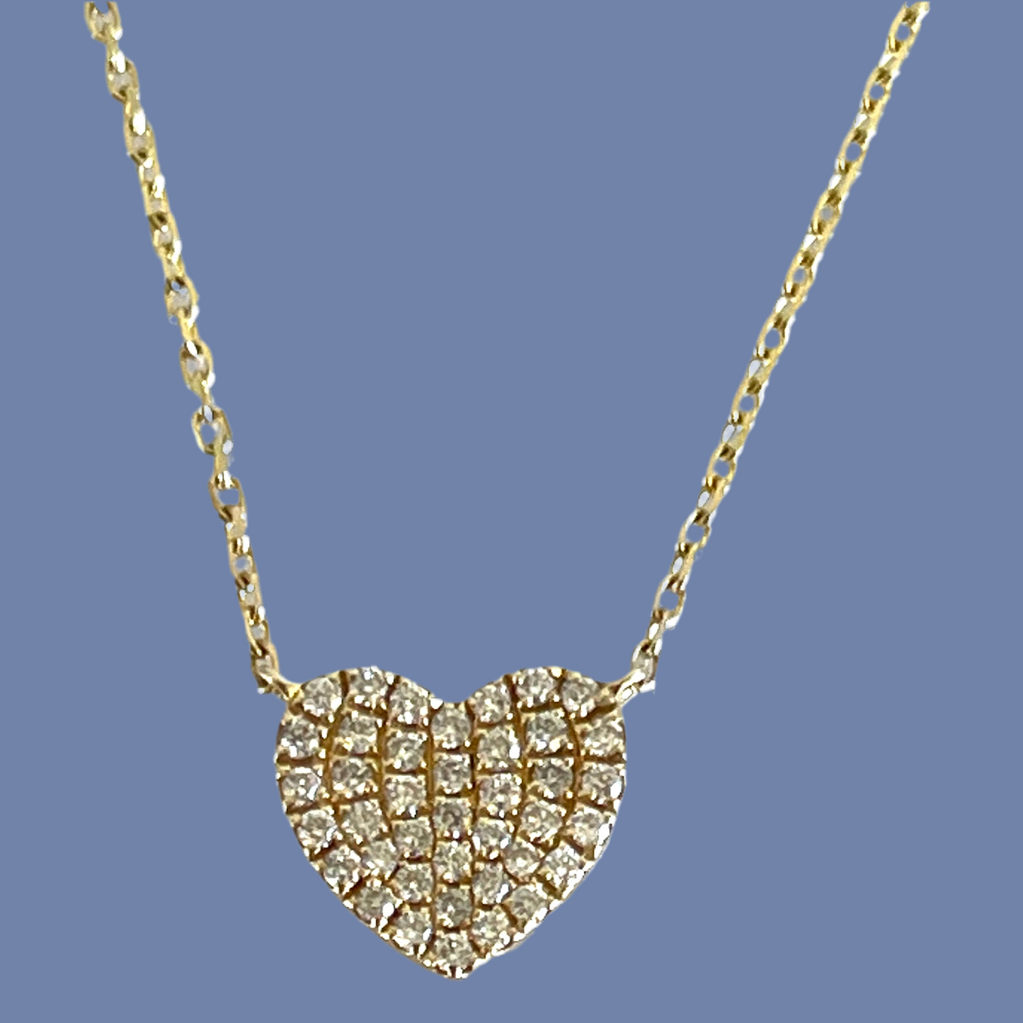 Heart Diamond Pendant 14K Yellow Gold Attached to Adjustable Link 18" Chain